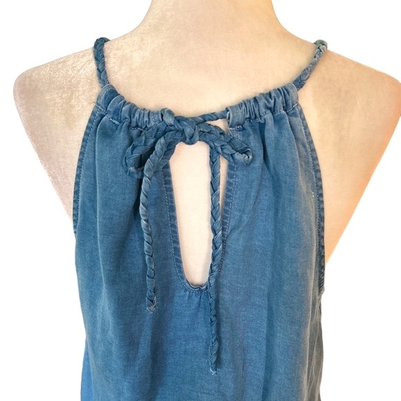NWT Joie Chambray Denim Braided Halter Tie Neck Crop Tank Top - M - Picture 7 of 9